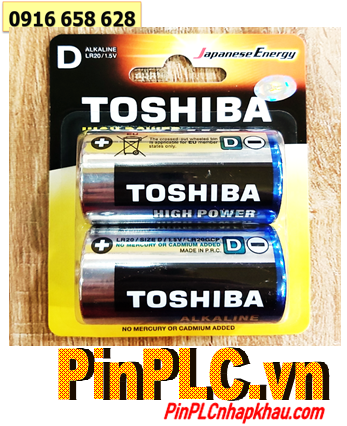 Toshiba LR20GCP-BP2; Pin đại D 1.5v Alkaline Toshiba LR20GCP-BP2 chính hãng (Vỉ 2viên)